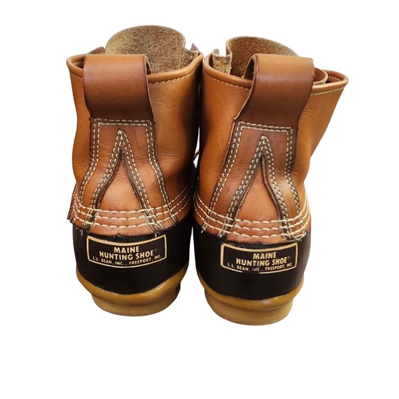Vintage LL Bean Maine Hunting Shoe Duck Boots Tan Brown Leather Ankle Mens 7 USA - Picture 6 of 10